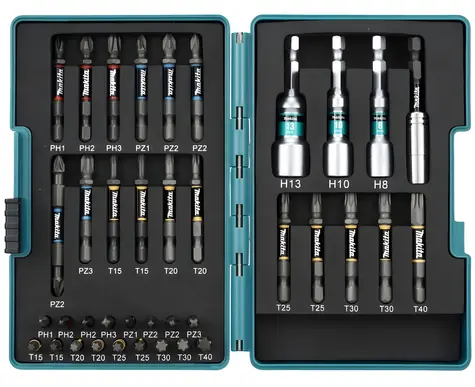 Makita E-26179 / Súprava bitov / 38 ks / PH1-3, PZ1-3, T15-40 / 25+50 mm