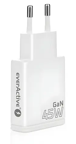 EverActive GaN nabíjačka 45W biela / Nabíjačka / 2x USB-C / PD / QC4+