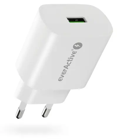 EverActive nabíjačka 18W biela / Sieťová nabíjačka / 1x USB / Quick Charge 3.0