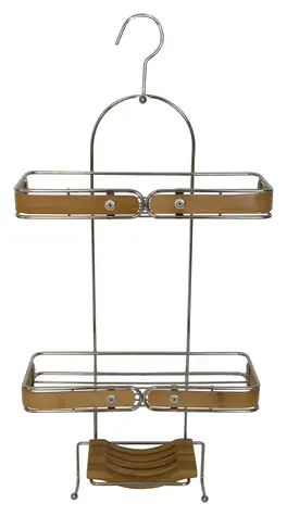 Spirella BAMBOU / Závesná polička / bambus / chrómovaná oceľ / 27 x 10,8 x 55,8 cm
