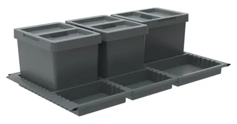 Elletipi Vstavaný odpadkový kôš METROPOLIS 12+12+12 L / Do zásuvky / Veko Flip UP / Filter proti zápachu