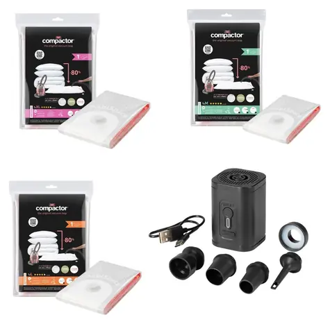 Compactor Bag Aspispace Vákuovací set s elektrickou pumpou / Vákuovacia sada / 6 ks vriec / 2x M, L, XL