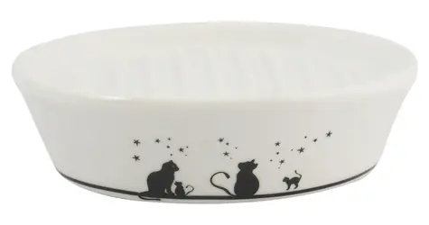 MSV GATITOS mydlenka čierno-biela s motívom mačiek / keramika