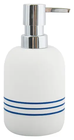 MSV PACCO biela s modrými pruhmi / Dávkovač mydla / 200 ml / 7,5 x 16,5 cm