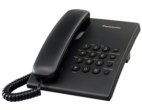 Panasonic KX-TS500 čierna / Jednolinkový telefón / Montáž na stenu