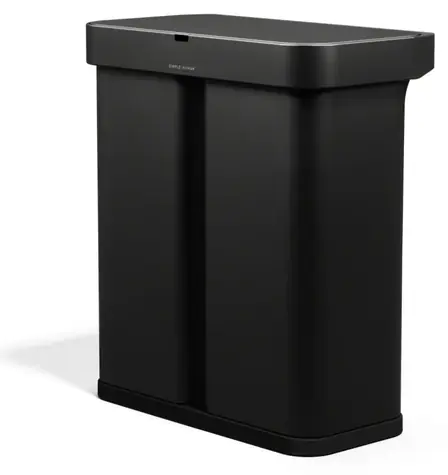 Simplehuman DUAL SENSOR čierny / Odpadkový kôš / Bezdotykový / Hlasové a pohybové ovládanie / 58 l (34+24 l)