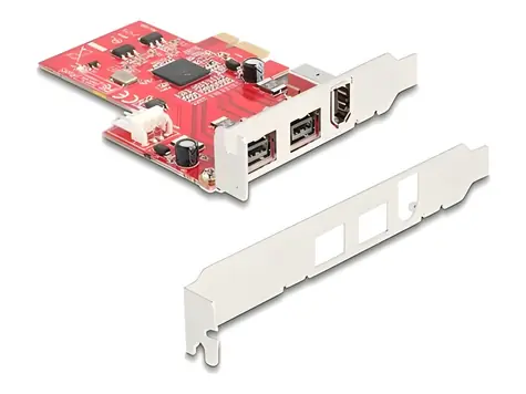 DeLock PCIe karta 2x FireWire 800 + 1x FireWire 400 / Radič / PCI Express x1 / 9-pin + 6-pin