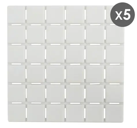 MSV QUADRO súprava 5 ks protišmykových podložiek biela / SBS kaučuk / 13 x 13 cm