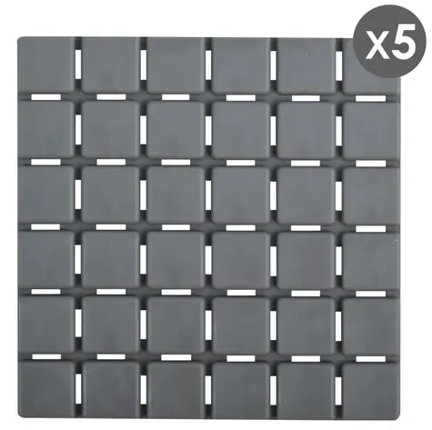 MSV QUADRO súprava 5 ks protišmykových podložiek šedá / SBS kaučuk / 13 x 13 cm