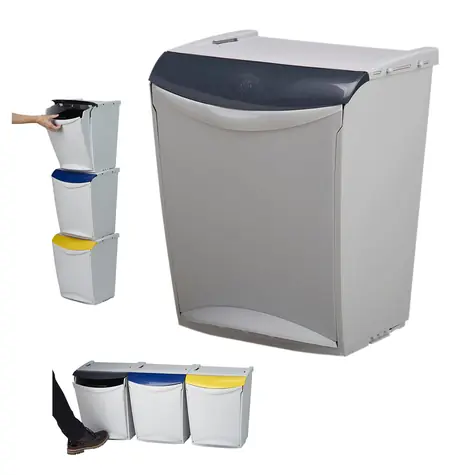 Denox ECOSYSTEM 25 l šedá / Odpadkový kôš / na zmiešaný odpad / modulárny / plast