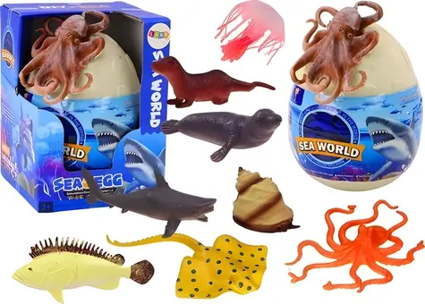 LEANTOYS Vajcia s figúrkami morských zvierat / Figúrky / Chobotnice / 26 dielov