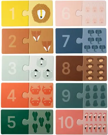 TRIXIE BABY Vkladacie puzzle na počítanie Zvieratá / Vkladacie puzzle