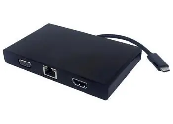 PremiumCord Prevodník USB-C na HDMI + VGA + RJ45 / Prevodník / USB 3.0 + SD + audio + PD charge