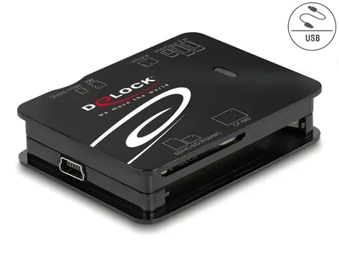 DeLock USB 2.0 čítačka pamäťových kariet 6v1 / Čítačka kariet / CF, SD, microSD, MS, xD, M2