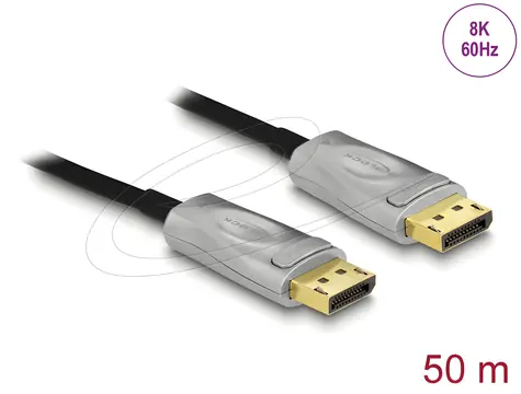 DeLock Aktívny optický kábel DisplayPort 1.4 / Prepojovací kábel / 8K / 50 m