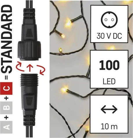 Emos D1AW02 Connect / Svetelná reťaz / 50 LED / 5 m / IP44 / teplá biela