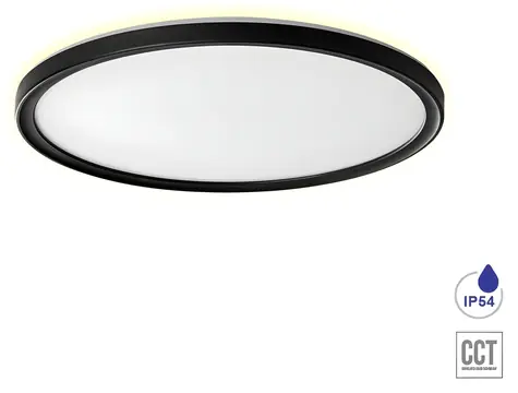 Luxera CORDIA čierna / LED stropné svietidlo / 18W / 1620lm / 3000-6000K / IP54 / 29,5 cm / okrúhle