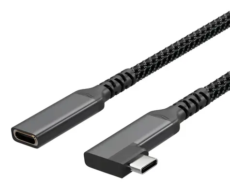 Sconn USB-C predlžovací kábel 90° textilný 0,5 m / Predlžovací kábel / USB-C (M) - USB-C (F) / USB 3.2 / PD