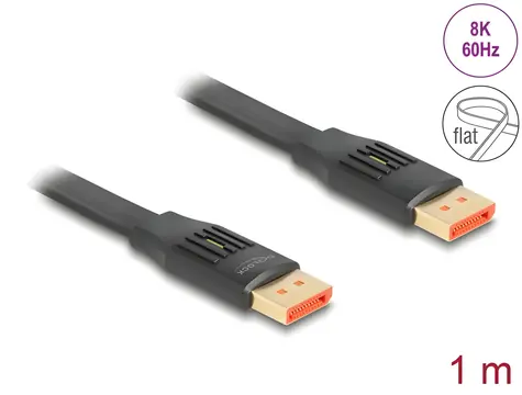 DeLock DisplayPort plochý kábel 1 m / Video kábel / 8K / 60 Hz