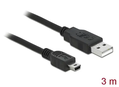 DeLock Kábel USB 2.0 A (M) - mini USB-B 5-pin (M) 3M / Kábel / USB 2.0 / 3 m
