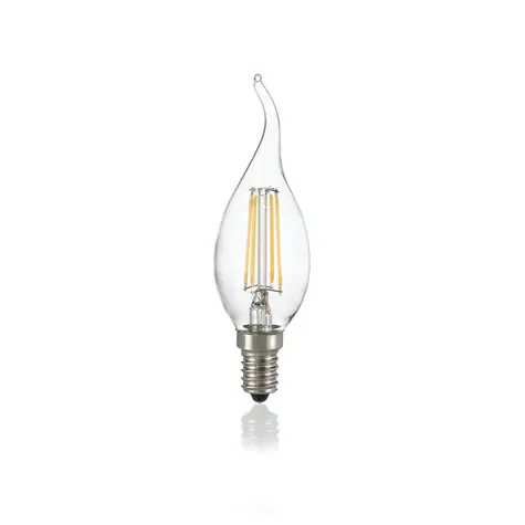 Ideal lux Classic Colpo Vento číra / LED filamentová žiarovka / E14 / BA35 / 4W / 430lm / 3000K / nestmievateľná