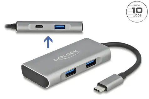 DeLock USB-C Hub / USB hub / USB 3.2 Gen 2 / 3x USB-A + 1x USB-C