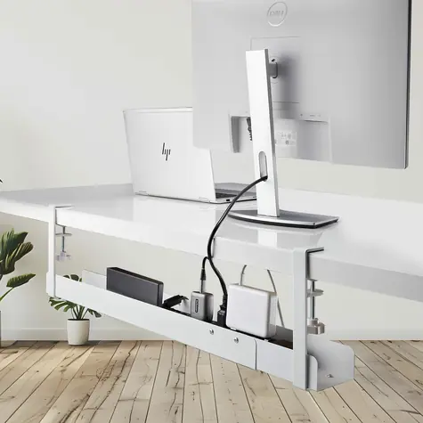StarTech Káblový žľab pod stôl biela / Káblový žľab / bez vŕtania / oceľ / 105 × 207 × 1200 mm