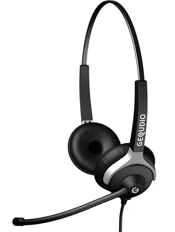 GEQUDIO Headset 2,5mm jack čierny / Headset / binaurální / boom mikrofón / pre telefóny Gigaset