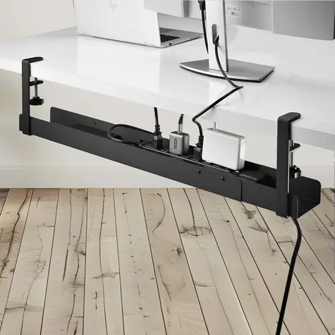 StarTech Káblový žľab pod stôl čierna / Káblový organizér / bez vŕtania / 120 cm / oceľ / nosnosť 5 kg