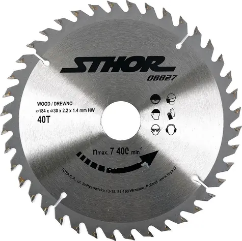 STHOR Pílový kotúč na drevo 184x30 mm 40z / Pílový kotúč na drevo / SK plátky / Priemer 184x30 mm / Počet zubov 40