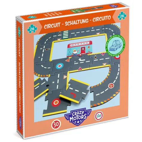 DJECO Podlahové puzzle Crazy Motors Mestský okruh / 26 dielikov / od 3 rokov