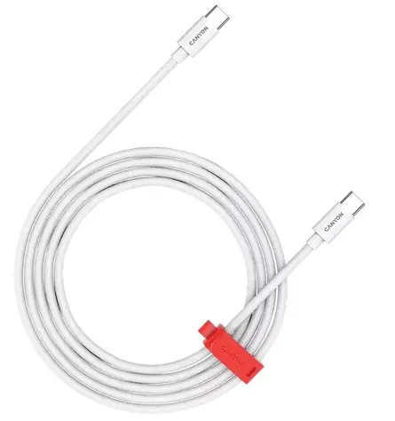 Canyon CC100AB biela / Kábel / USB-C - USB-C / PD 100 W / 480 Mbps / 2 m