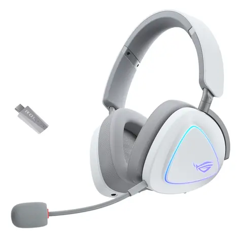 Asus ROG Delta II biela / Slúchadlá / Bezdrôtové aj káblové / Bluetooth / RGB podsvietenie