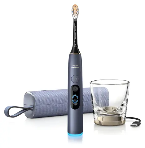 Philips HX9813/98 modrá / Elektrická zubná kefka / Bluetooth / výdrž batérie 336 h / nabíjačka v balení