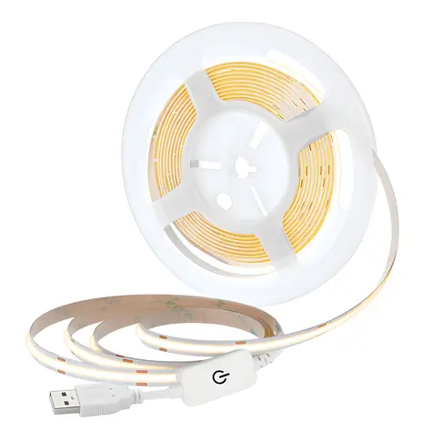 Solight LED COB pásik teplá biela / USB napájanie / vypínač / 5m / 7W/m / 500lm/m