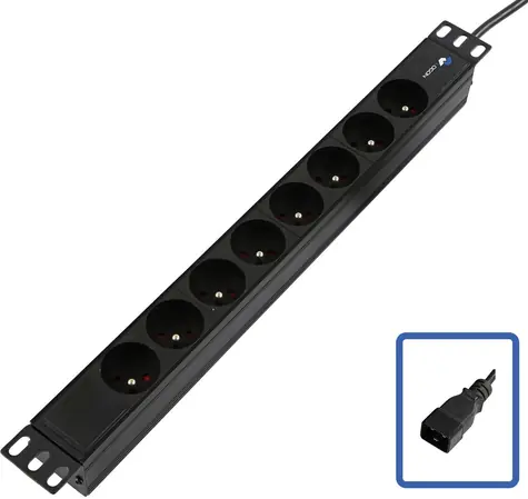 Lanview Logon TUPS055 / PDU / 19" 1U / 8x French / IEC C20 / bez vypínača