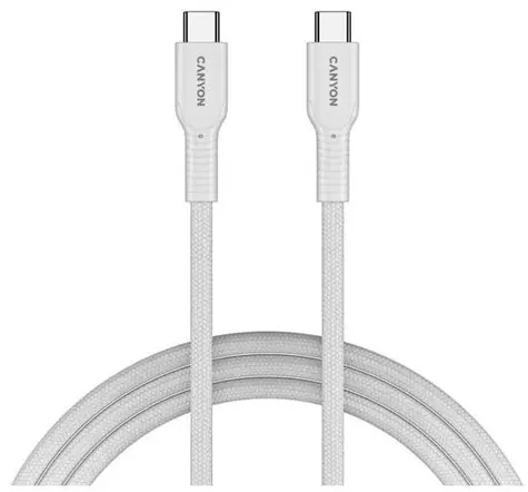 Canyon OnWire CCAP60CL biela / Nabíjací kábel / USB-C - USB-C / 60W PD / 1 m / opletený