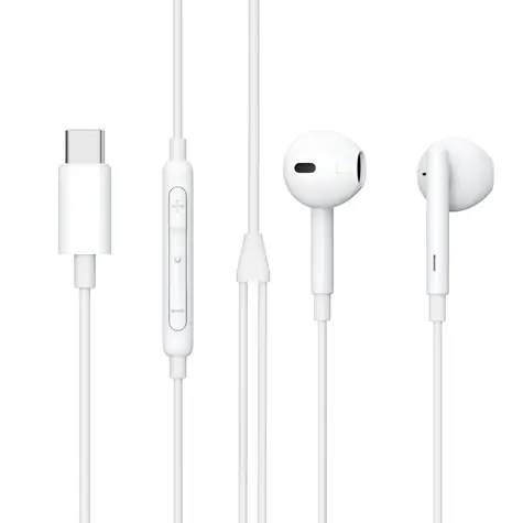 eSTUFF USB-C biela / Slúchadlá do uší / Drôtové / 1,2 m kábel / 32 ohm