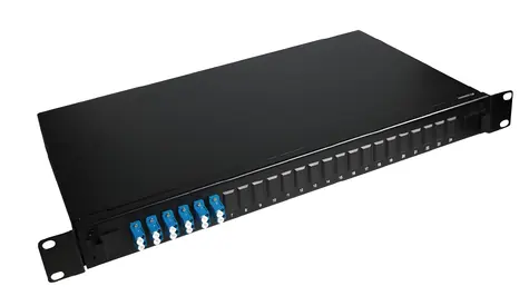 Lanview Optický patch panel 24 portov čierny / Patch panel / 19" / 1U / 6x LC Duplex SM