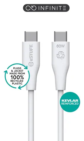 eSTUFF INFINITE (GRS) biela / Kábel / USB-C - USB-C / 2 m / 60 W PD