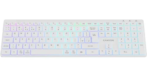Canyon HKB-W11 biela / Klávesnica / bezdrôtová / vodeodolná / RGB podsvietenie / CZ/SK layout