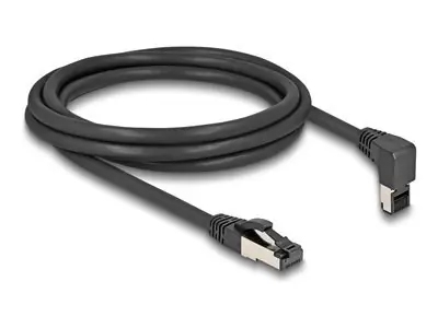 DeLock RJ45 Cat.8.1 S/FTP 90° - priamy čierna / Sieťový kábel / 40 Gbps / 2 m / LSZH