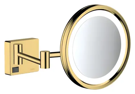 Hansgrohe AddStoris Kozmetické zrkadlo leštený vzhľad zlata / Zrkadlo / LED osvetlenie / 3x zväčšenie / O 217 mm