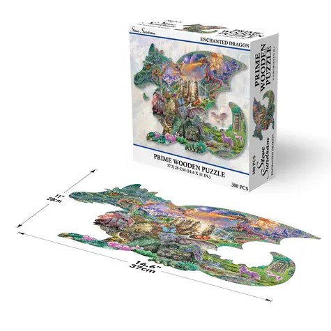 Prime 3D Drevené puzzle Začarovaní draci / 300 dielikov