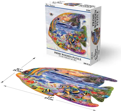 Prime 3D Drevené puzzle Ryba / 200 dielikov / od 3 rokov