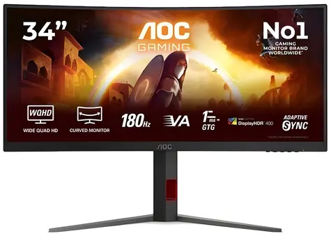 34" AOC CU34G4CA čierna / Monitor / VA / UWQHD / 180Hz / HDMI+DP