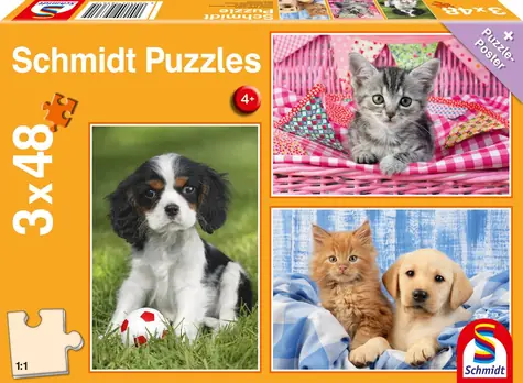 Schmidt Puzzle Moje obľúbené zvieratká / 3x48 dielikov / 26,3 x 17,8 cm
