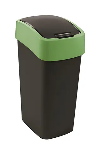 Curver Odpadkový kôš Flipbin čierna-zelená / Odpadkový kôš / 45 l / Výklopné veko