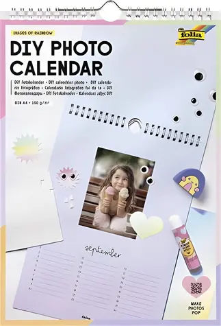 FOLIA Fotokalendár DIY dúhová / Nástenný kalendár / kreatívny / A4 / 190 g/m2 / 13 listov