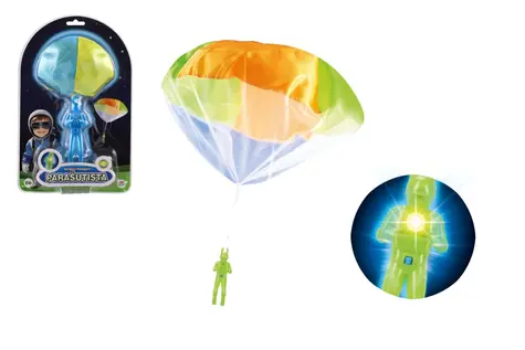 TEDDIES Svietiaci parašutista s padákom / Látka / plast / 2 farby / na batérie / od 3 rokov